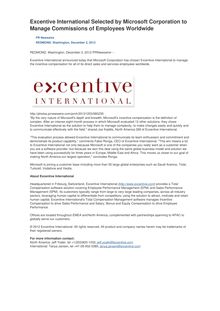 Excentive International Selected by Microsoft Corporation to Manage Commissions of Employees Worldwide