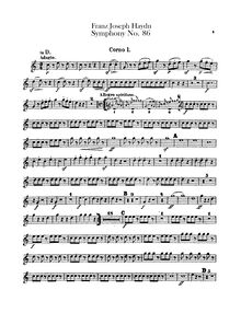 Partition cor 1, 2 (D, G), Symphony No.86 en D major, Sinfonia No.86