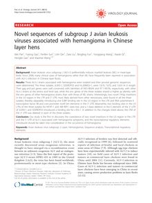 Novel sequences of subgroup J avian leukosis viruses associated with hemangioma in Chinese layer hens
