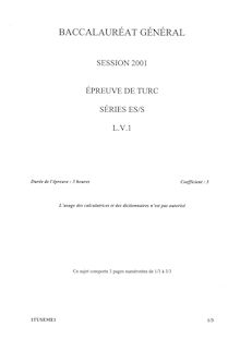 Turc LV1 2001 Sciences Economiques et Sociales Baccalauréat général
