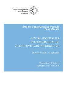 Rapport Chambre régionale des comptes - Hôpital de Villeneuve-Saint-Georges