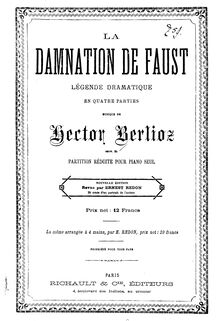 Partition complète, La damnation de Faust, Légende dramatique (Opéra de concert) par Hector Berlioz