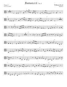 Partition ténor viole de gambe 3, alto clef, fantaisies pour 6 violes de gambe par William Byrd