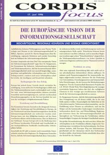 CORDIS focus 64. 17. JUNI 1996