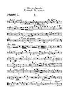 Partition basson 1, 2, Concerto Gregoriano, Respighi, Ottorino