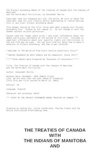 The Treaties of Canada with the Indians of Manitoba and the North-West Territories - Including the Negotiations on Which They Were Based, and Other Information Relating Thereto