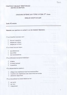 QCM 2003 Agent territorial spécialisé des écoles maternelles