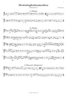 Partition clarinette 2 (B♭), Drottningholm Music, Roman, Johan Helmich