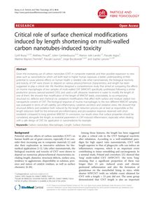 Critical role of surface chemical modifications induced by length shortening on multi-walled carbon nanotubes-induced toxicity