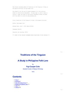 Traditions of the Tinguian: a Study in Philippine Folk-Lore