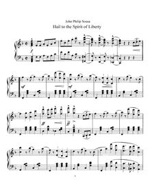 Partition de piano, Hail to pour Spirit of Liberty, Sousa, John Philip par John Philip Sousa