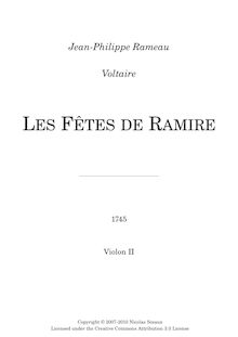 Partition violons II, Les Fêtes de Ramire, Acte de ballet, Rameau, Jean-Philippe