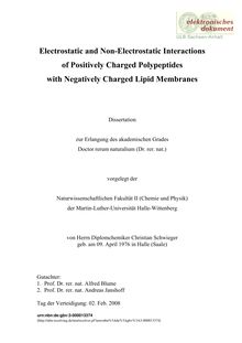 Electrostatic and non-electrostatic interactions of positively charged polypeptides with negatively charged lipid membranes [Elektronische Ressource] / von Christian Schwieger