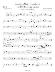 Partition aigu Instrument 1 (B?), American National hymnes, Francis Scott Key (1779–1843)Samuel Francis Smith (1808-1895)