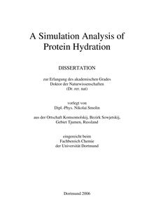 A simulation analysis of protein hydration [Elektronische Ressource] / vorgelegt von Nikolai Smolin