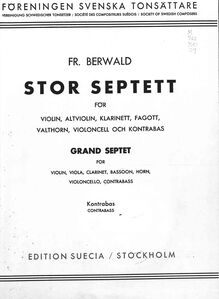 Partition Title Page, Grand Septet en B flat, B♭ Major, Berwald, Franz