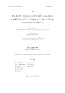 Etude de composites SiC SiBC à matrice multiséquencée en fatigue  cyclique à hautes températures