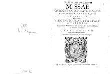 Partition Bassus ad Organum, Missae quinis, octonisque vocibus concinendae, cum extractis ad libitum [...] Opus tertium