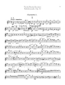 Partition clarinette 1, 2 (A, B♭), Scheherazade, Шехеразада, Rimsky-Korsakov, Nikolay