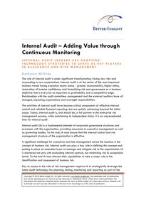 Internal Audit – Adding Value through Continuous Monitoring