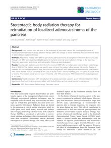 Stereotactic body radiation therapy for reirradiation of localized adenocarcinoma of the pancreas