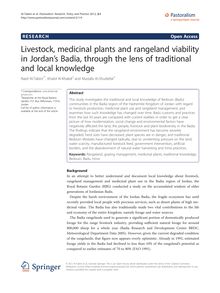 Livestock, medicinal plants and rangeland viability in Jordan’s Badia: through the lens of traditional and local knowledge