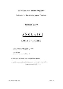 Anglais LV2 2010 S.T.G (Communication et Gestion des Ressources Humaines) Baccalauréat technologique