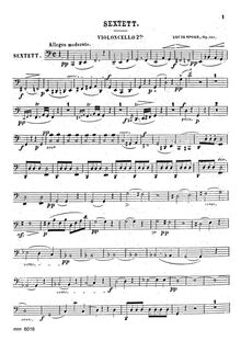 Partition violoncelle 2, corde Sextet, Op.140, C major, Spohr, Louis