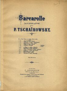 Partition couverture couleur, pour Seasons, Времена года, Tchaikovsky, Pyotr