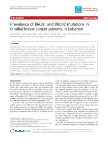 Prevalance of BRCA1 and BRCA2 mutations in familial breast cancer patients in Lebanon