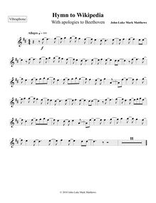 Partition Vibraphone, Hymn to Wikipedia, D major, Matthews, John-Luke Mark