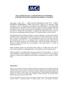 AMG COMMENTS ON U.S. DEPARTMENT OF COMMERCE ANTICIRCUMVENTION  ...