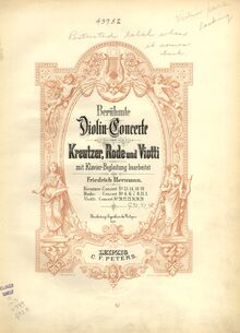 Partition couverture couleur, violon Concerto No.20, D major, Viotti, Giovanni Battista
