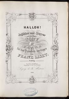 Partition Halloh!: Jagdchor und Steyrer aus der Oper Tony (S.404), Collection of Liszt editions, Volume 2
