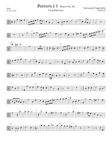 Partition ténor viole de gambe 1, alto clef, Fantasia pour 5 violes de gambe, RC 62
