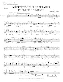 Partition de violon, Ave Maria, Méditation sur le Premier Prélude de Piano de S. Bach (original title) par Charles Gounod