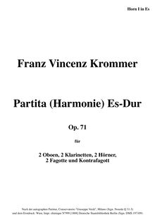 Partition cor 1  (en E♭), Harmonie, Partita; Octet-Partita, E♭ major