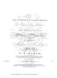 Partition complète, Variations pour le piano sur Ah ! segnata é la mia morte de l Opéra Anna Bolena de Donizetti