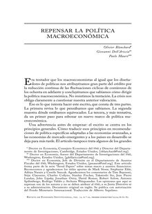 Repensar la política macroeconómica (Rethinking Macroeconomic Policy)