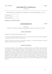 Réforme pénale - amendement de l'UMP