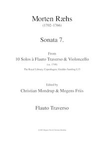 Partition Flauto Traverso, 10 Solos a Flauto Traverso & violoncelle par Martin Ræhs