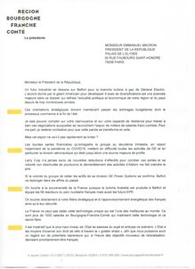 GE Belfort : Courrier MG Dufay à E Macron Août 2020