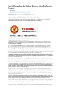 World First as Toshiba Medical Systems Joins The Premier League