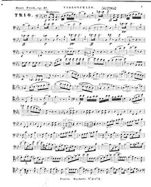 Partition violoncelle, Piano Trio, E♭ major, Proch, Heinrich