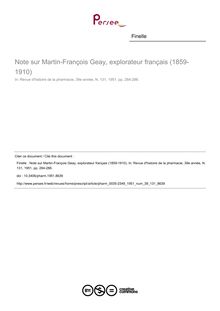 Note sur Martin-François Geay, explorateur français (1859-1910) - article ; n°131 ; vol.39, pg 284-286