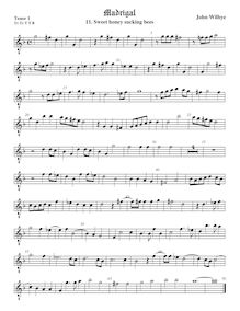Partition ténor viole de gambe 1, octave aigu clef, madrigaux - Set 2