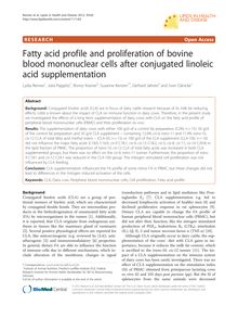 Fatty acid profile and proliferation of bovine blood mononuclear cells after conjugated linoleic acid supplementation