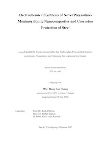 Electrochemical synthesis of novel polyaniline-montmorillonite nanocomposites and corrosion protection of steel [Elektronische Ressource] / vorgelegt von Hung Van Hoang