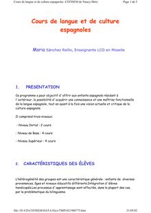 Cours de langue et de culture espagnoles -CEFISEM de Nancy-Metz