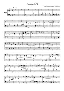 Partition No.1 en g minor, 6 Fugues, op.8, Albrechtsberger, Johann Georg
